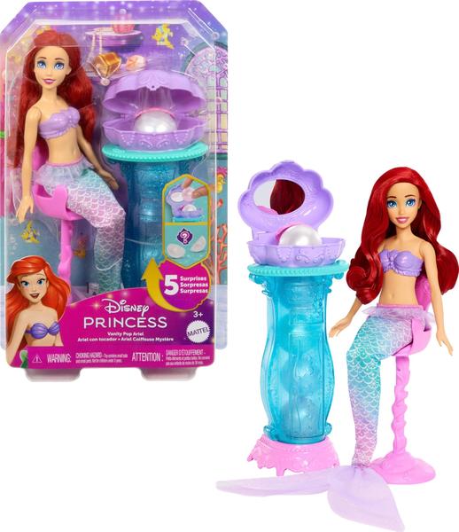 Imagem de Boneca moderna Mattel Disney Princess Ariel com penteadeira e acessórios.