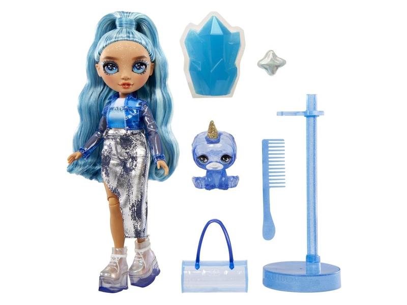 Imagem de Boneca moderna Rainbow High Skyler Blue com lodo e animal de estimação 28 cm