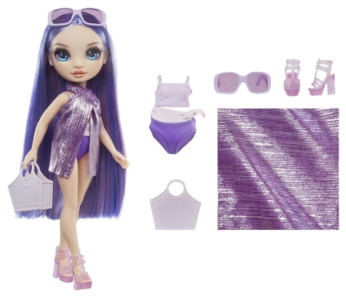 Imagem de Boneca moderna Rainbow High Swim & Style Violet 11 com acesso.