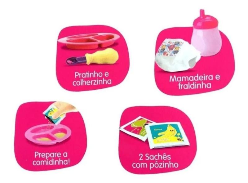 Boneca Morena Baby Little Primeira Papinha C/ Acessórios - DiverToys Imagem de Boneca Morena Baby Little Primeira Papinha C/ Acessórios