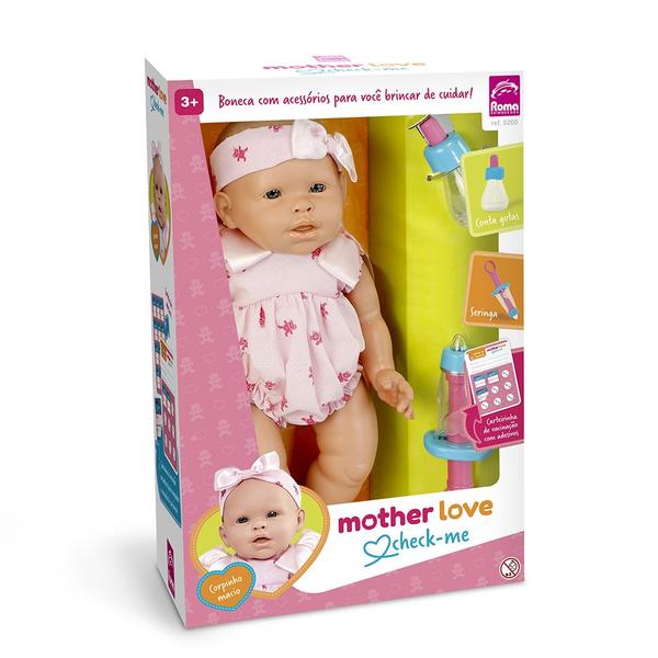 Imagem de Boneca Mother Love Check-Me Menina C/ 4 Itens - 41cm - Roma