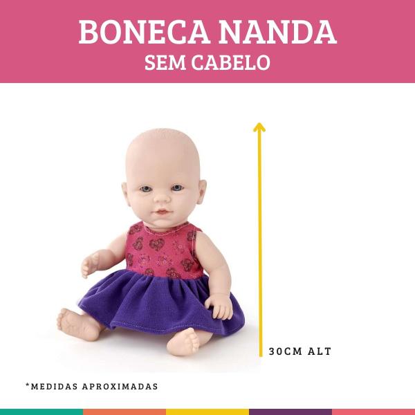 Imagem de Boneca Nanda sem Cabelo Brinquedo Bebê em Vinil Pupee