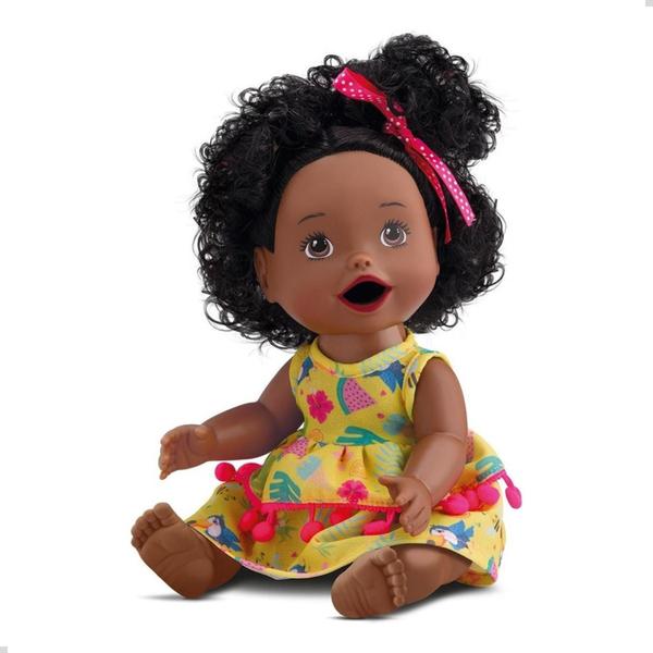 Imagem de Boneca Negra Baby Little Primeira Papinha Com 4 Acessórios