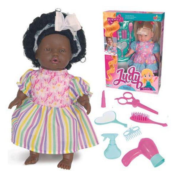 Imagem de Boneca Negra Judy Beauty com Kit de Beleza Completo - Atacarejo Kids