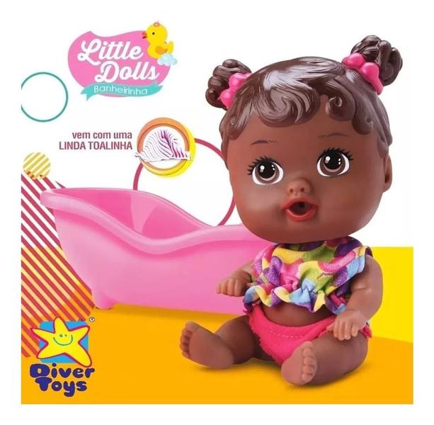 Imagem de Boneca Negra Little Dolls Baby Alive Com Banheirinha- Divertoys