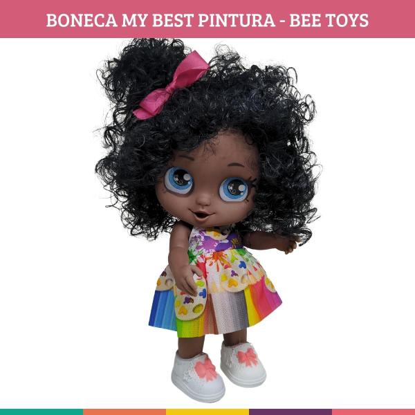 Imagem de Boneca Negra My Best Pintura Cachorro Tinta Pincel Bee Toys