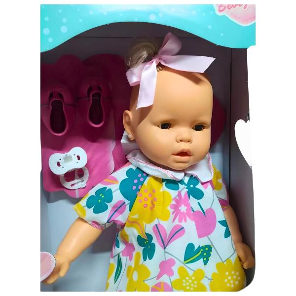 Imagem de Boneca Nenezinho Bebê Newborn Reborn Vestido Rosa Estrela