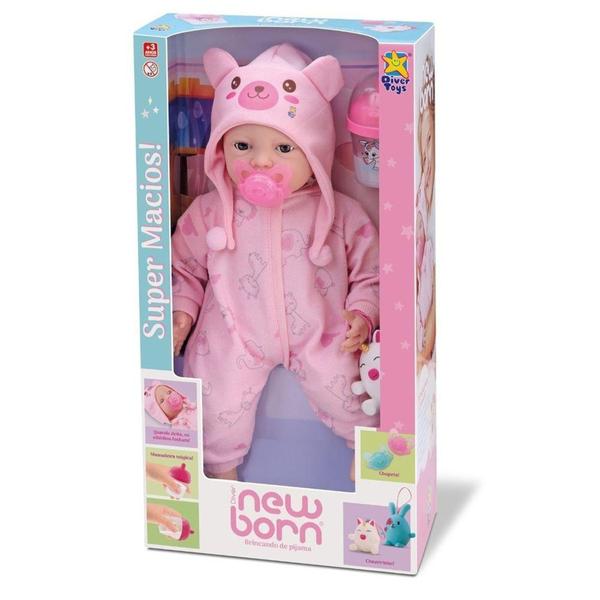 Imagem de Boneca New Born Brincando De Pijama Corpo Macio Menina - Divertoys - DIVER TOYS