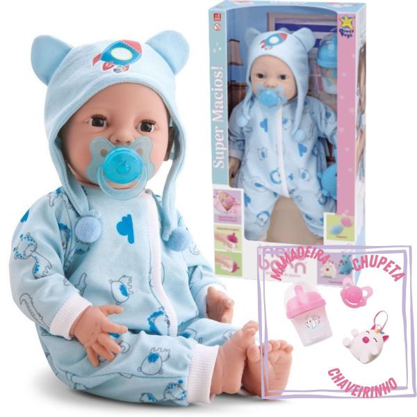 Imagem de Boneca New Born Brincando De Pijama Menino Divertoys - AZUL