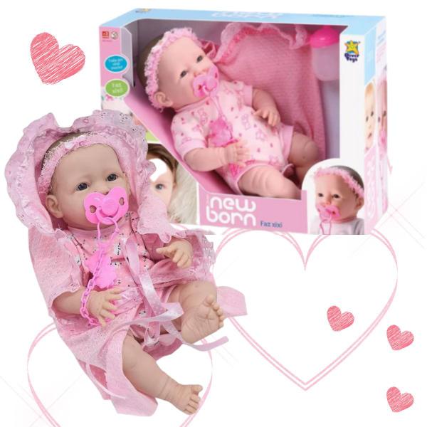 Imagem de Boneca New Born Faz Xixi Bebê Reborn com Acessórios DiverToys  8046