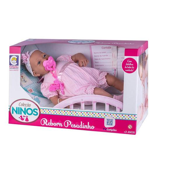 Imagem de Boneca Ninos Reborn Pesadinho 2180 Roupa Listrada - Cotiplás