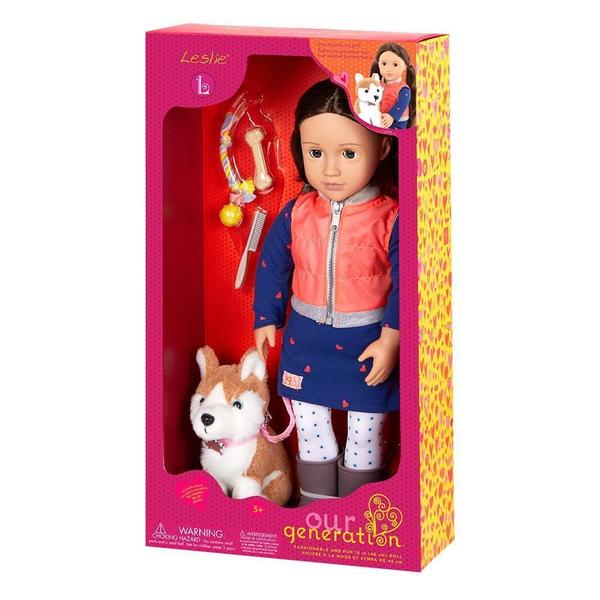 Imagem de Boneca Our Generation Leslie 46cm + Cachorrinho - Roupa ul