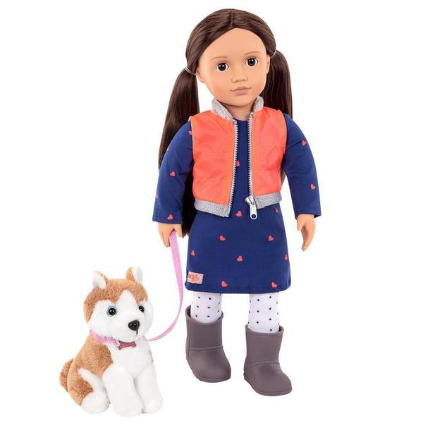 Imagem de Boneca Our Generation Leslie 46cm + Cachorrinho - Roupa ul