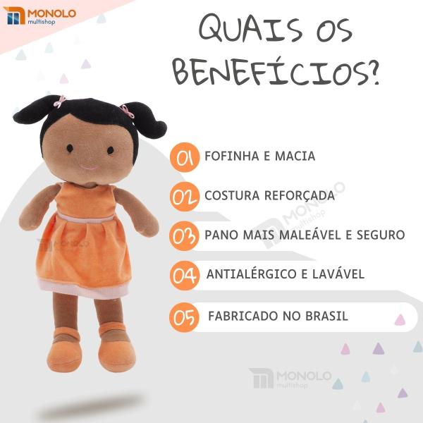 Imagem de Boneca Pano Infantil Antialérgico E Lavável Juju Linda