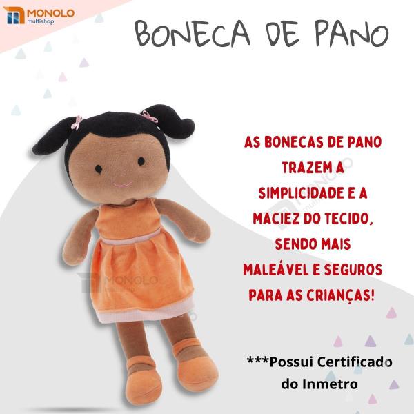 Imagem de Boneca Pano Infantil Juju Antialérgico e Lavável 38 cm Linda