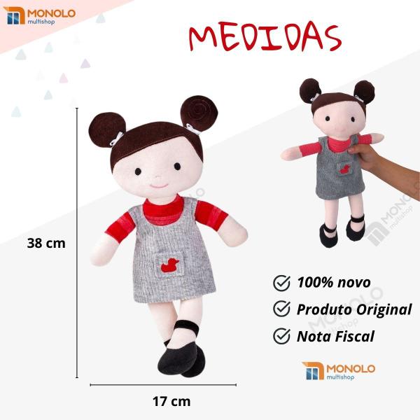 Imagem de Boneca Pano Infantil Lara Antialérgico E Lavável 38 Cm Linda