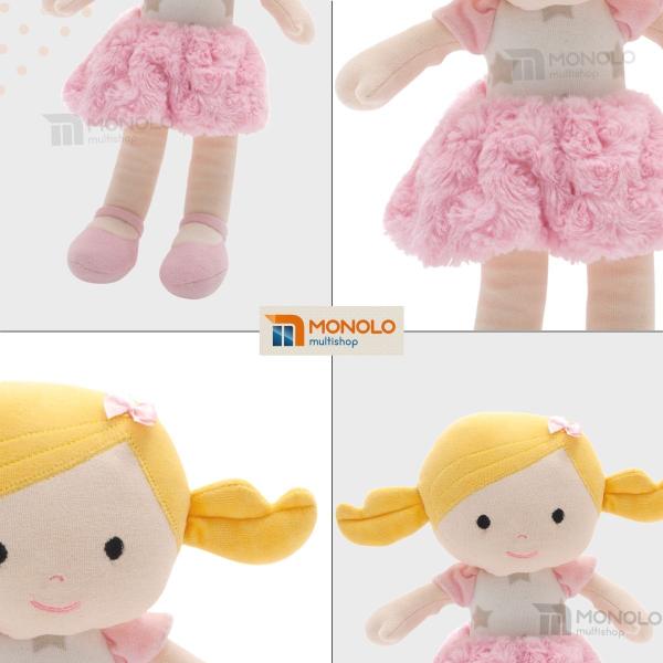 Imagem de Boneca Pano Malu Infantil Menina Antialérgico Lavável 38 Cm Linda Presente Naninha Criança