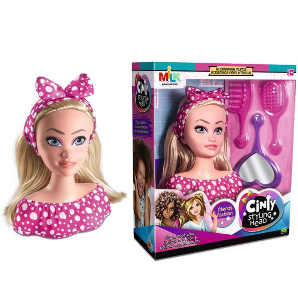 Boneca Para Fazer Penteados Cinty Busto Loira Com Acessórios - Milk Brinquedo Imagem de Boneca Para Fazer Penteados Cinty Busto Loira Com Acessórios