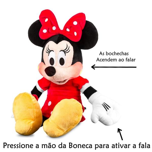 Imagem de Boneca Pelúcia Minnie 45cm com Falante com Tiara de Orelhas