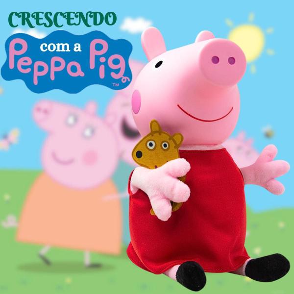 Imagem de Boneca Peppa Ou Boneco George Pig Original Pelúcia Infantil Pelúcia 32cm Crianças Novabrink