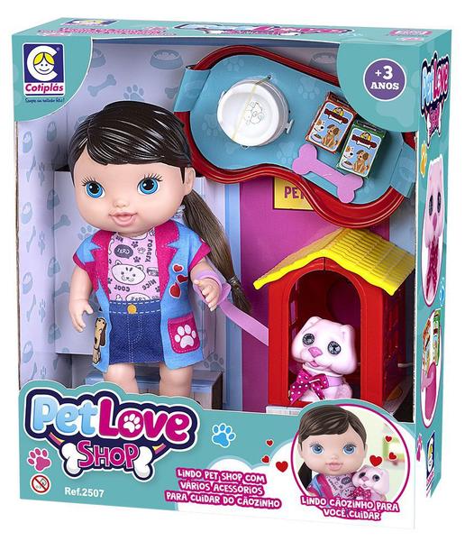 Imagem de Boneca Pet Love Shop Infantil Com Cachorrinho Cotiplas 2507