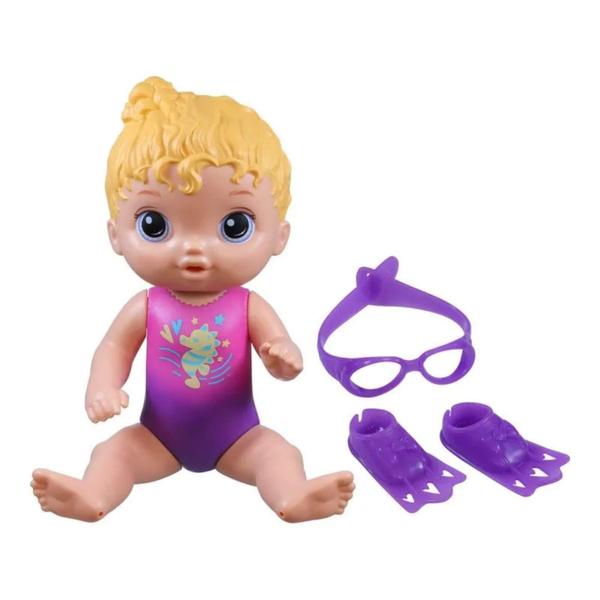 Imagem de Boneca Piscina Baby Alive Loira Nadadora C/ Acessórios Roxo Hasbro F8140 - 18531