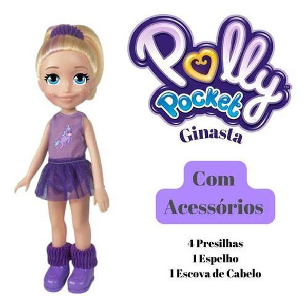 Imagem de Boneca Polly Pocket 36cm Ginasta + Acessórios Pupee Mattel  Polly Ginasta