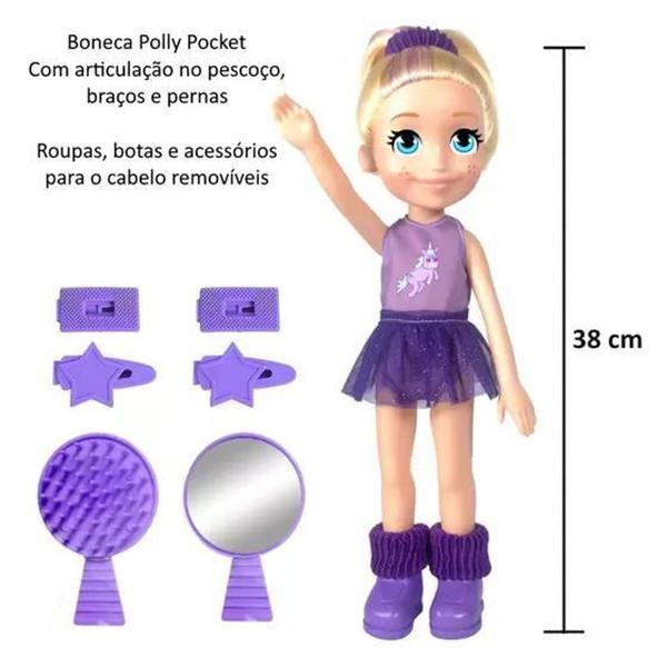 Imagem de Boneca Polly Pocket 36cm Ginasta + Acessórios Pupee Mattel  Polly Ginasta