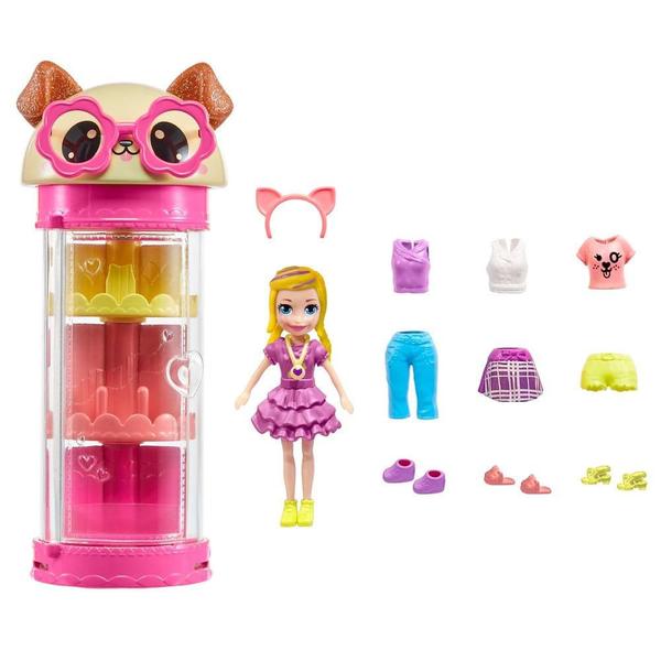 Imagem de Boneca Polly Pocket Conjunto Armário Giratório Cachorro - Mattel