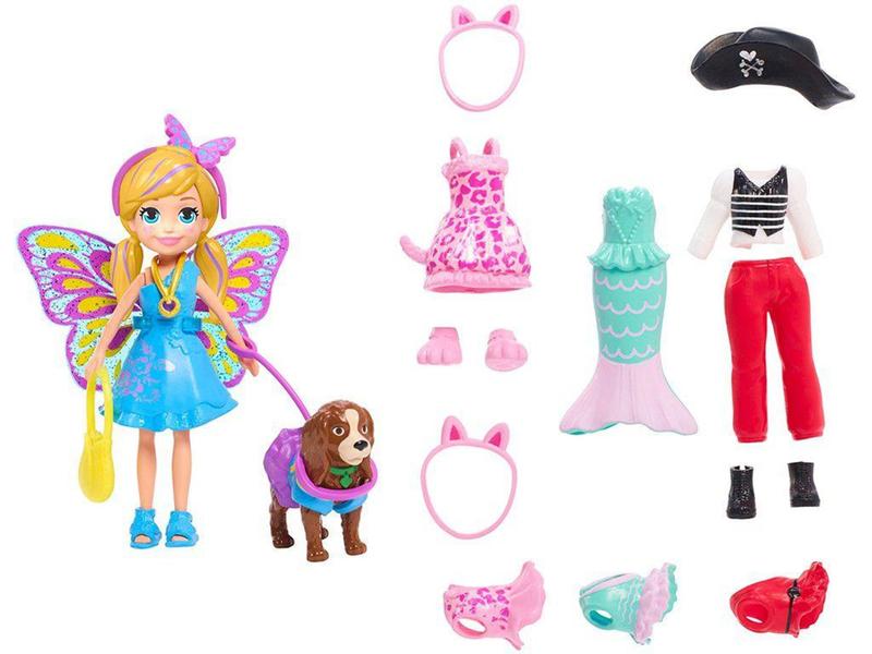 Imagem de Boneca Polly Pocket Kit Cachorro Fantasias  - Combinadas com Acessórios Mattel GDM15