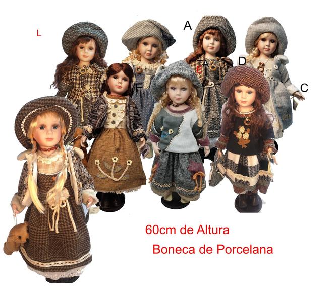 Imagem de Boneca Porcelana Camponesa Francesa 60cm Cachos Lindos