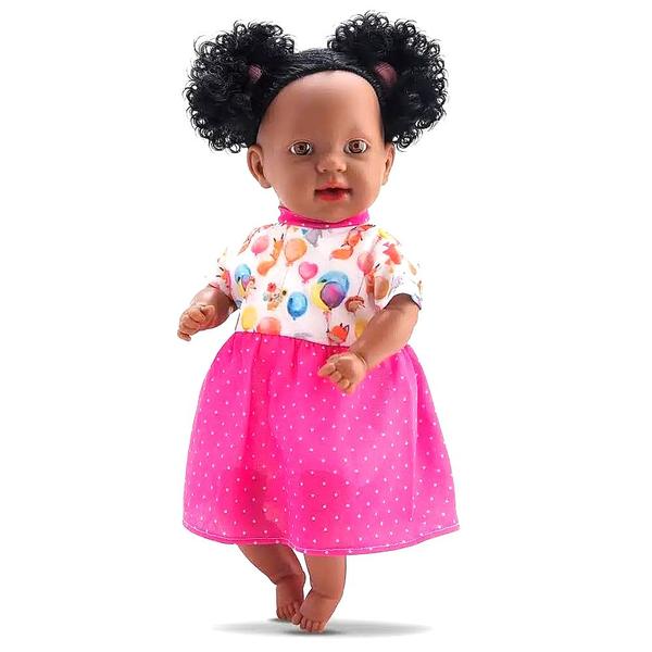 Imagem de Boneca Preta que Faz Xixi Bebê Reborn Negra Afro com Mamadeira Fralda Bambola