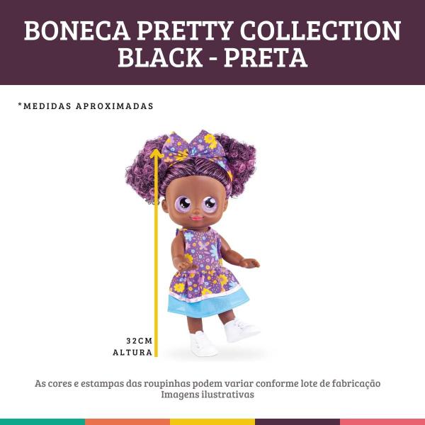 Imagem de Boneca Pretty Collection Black Preta Cabelo Moderno Milk