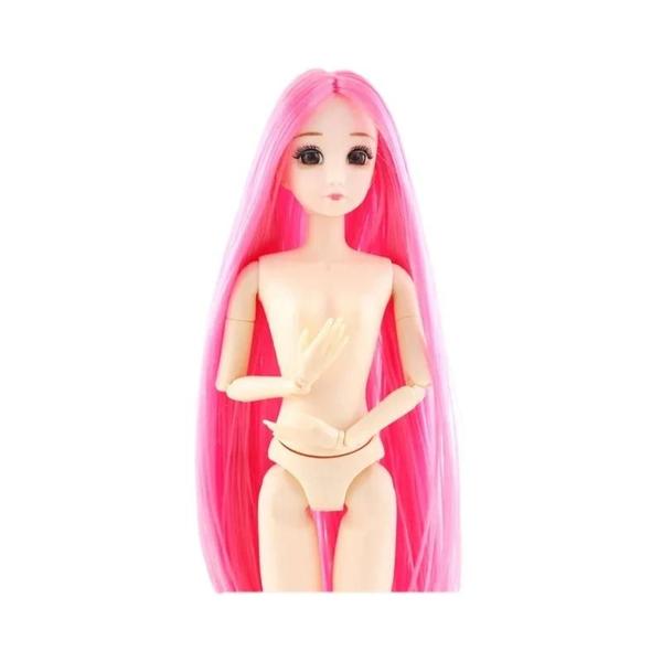 Imagem de Boneca Princesa Bebê 30cm com Olhos 3D e Peruca Longa - Brinquedo para Meninas