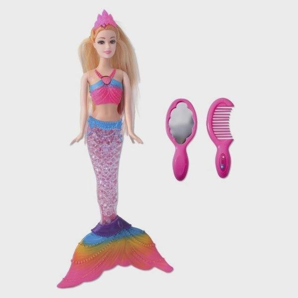 Imagem de Boneca Princesa Personagem Sereia Fasion Happy Girl Fish Doll Musical com Luz E Acessórios 30 Cm