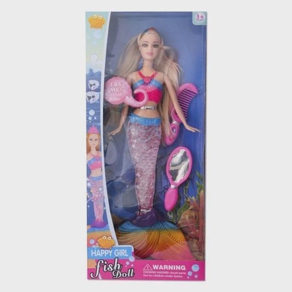 Imagem de Boneca Princesa Personagem Sereia Fasion Happy Girl Fish Doll Musical com Luz E Acessórios 30 Cm