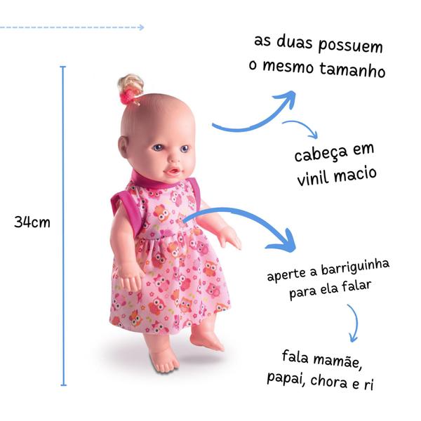 Imagem de Boneca que fala mamae papai chora ri da risadda bb falanta loira negra preta morena bb bonequinha