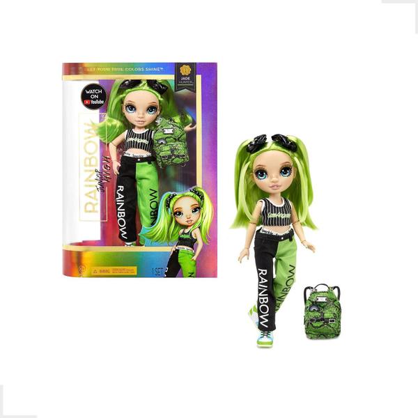 Imagem de Boneca Rainbow High Edição Junior Jade Hunter Estudante Doll Acessórios