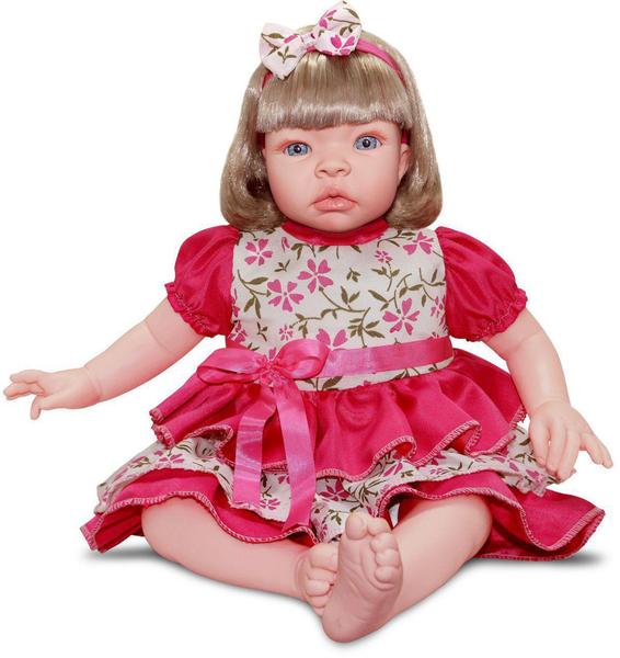 Imagem de Boneca Realista Baby Kiss Loira 50cm Chora e Balbucia - Sid Nyl