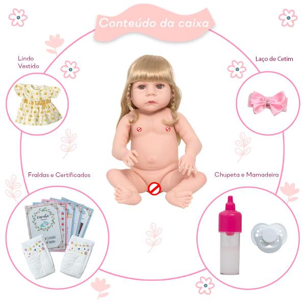 Imagem de Boneca Reborn Abigail Recém Nascida Com Vários Acessórios