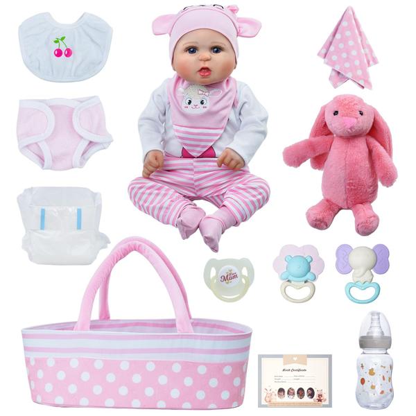 Imagem de Boneca Reborn BABESIDE 50cm - com 8 Roupas e Berço