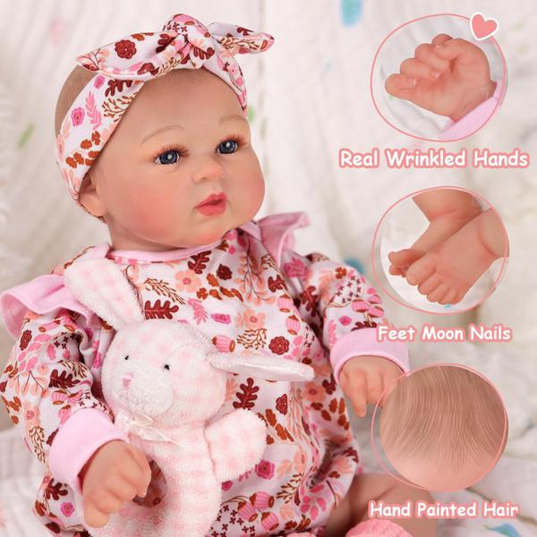 Imagem de Boneca Reborn BABESIDE Girl 43 cm Realista com kit de alimentação