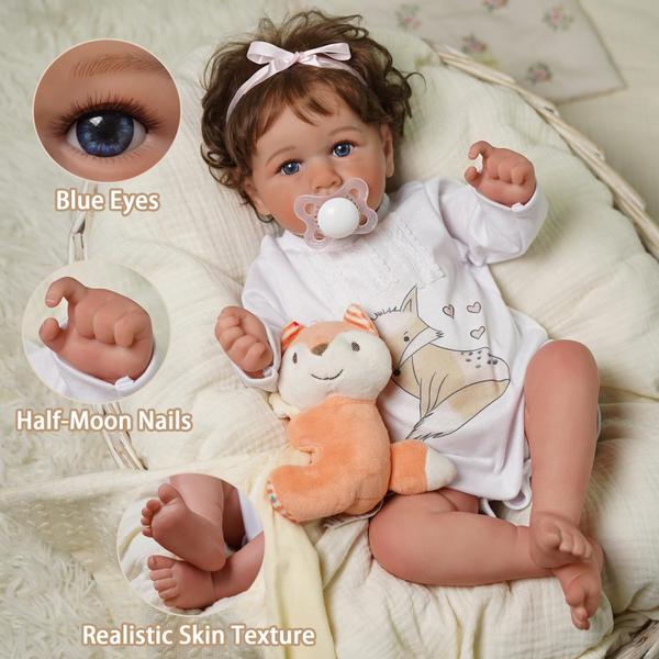 Imagem de Boneca Reborn BABESIDE Lifelike 50 cm com caixa de presente e acessórios