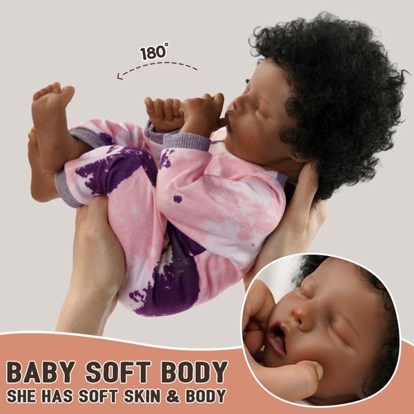 Imagem de Boneca Reborn Baby Doll BABESIDE em vinil preto de 17 polega