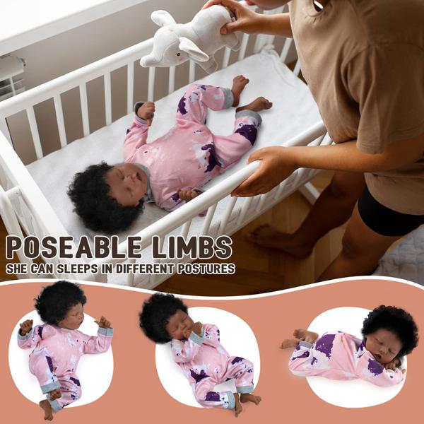 Imagem de Boneca Reborn Baby Doll BABESIDE em vinil preto de 17 polega