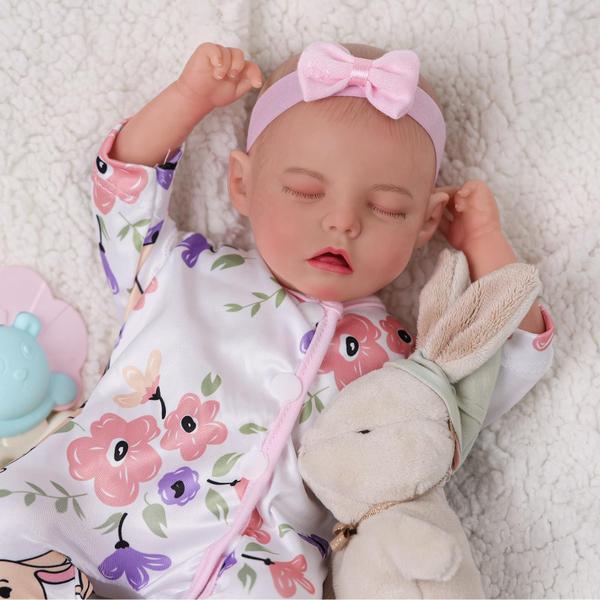 Imagem de Boneca Reborn Baby Doll BABESIDE Twinnie 38 cm em vinil completo para dormir