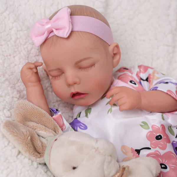 Imagem de Boneca Reborn Baby Doll BABESIDE Twinnie 38 cm em vinil completo para dormir