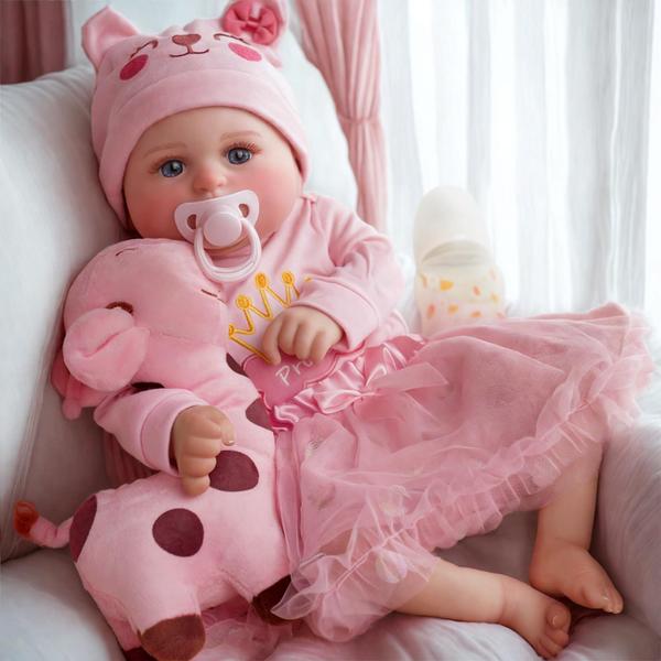 Imagem de Boneca Reborn Baby Doll JIZHI de 20 cm em vinil macio realista e realista