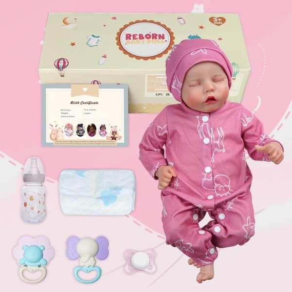 Imagem de Boneca Reborn Baby Doll JIZHI Lifelike Girl 43 cm com kit de alimentação 3+