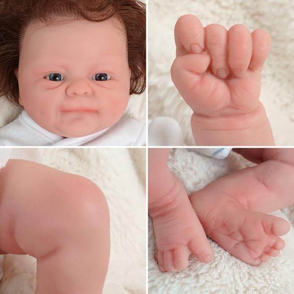 Boneca Reborn Baby Doll Miaio 35,56 cm de silicone de corpo inteiro para meninos Imagem de Boneca Reborn Baby Doll Miaio 35,56 cm de silicone de corpo inteiro para meninos